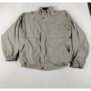 Claiborne Jacket Mens XL Beige Microfiber Fleece Lined Bomber Winter Warm Casual